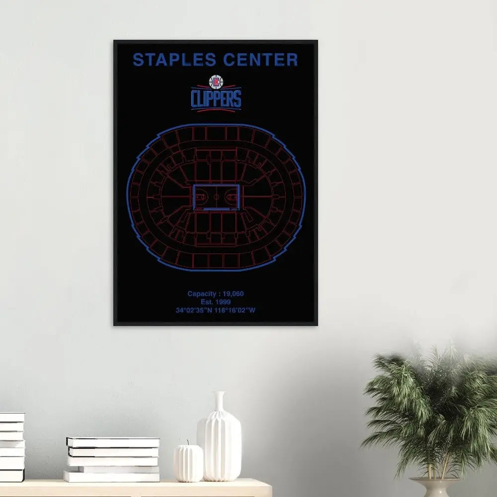 Los Angeles Clippers Poster, Staples Center Matte Paper Wooden Framed Poster, Ready - to - Hang NBA Wall Art - Hustle and Soul
