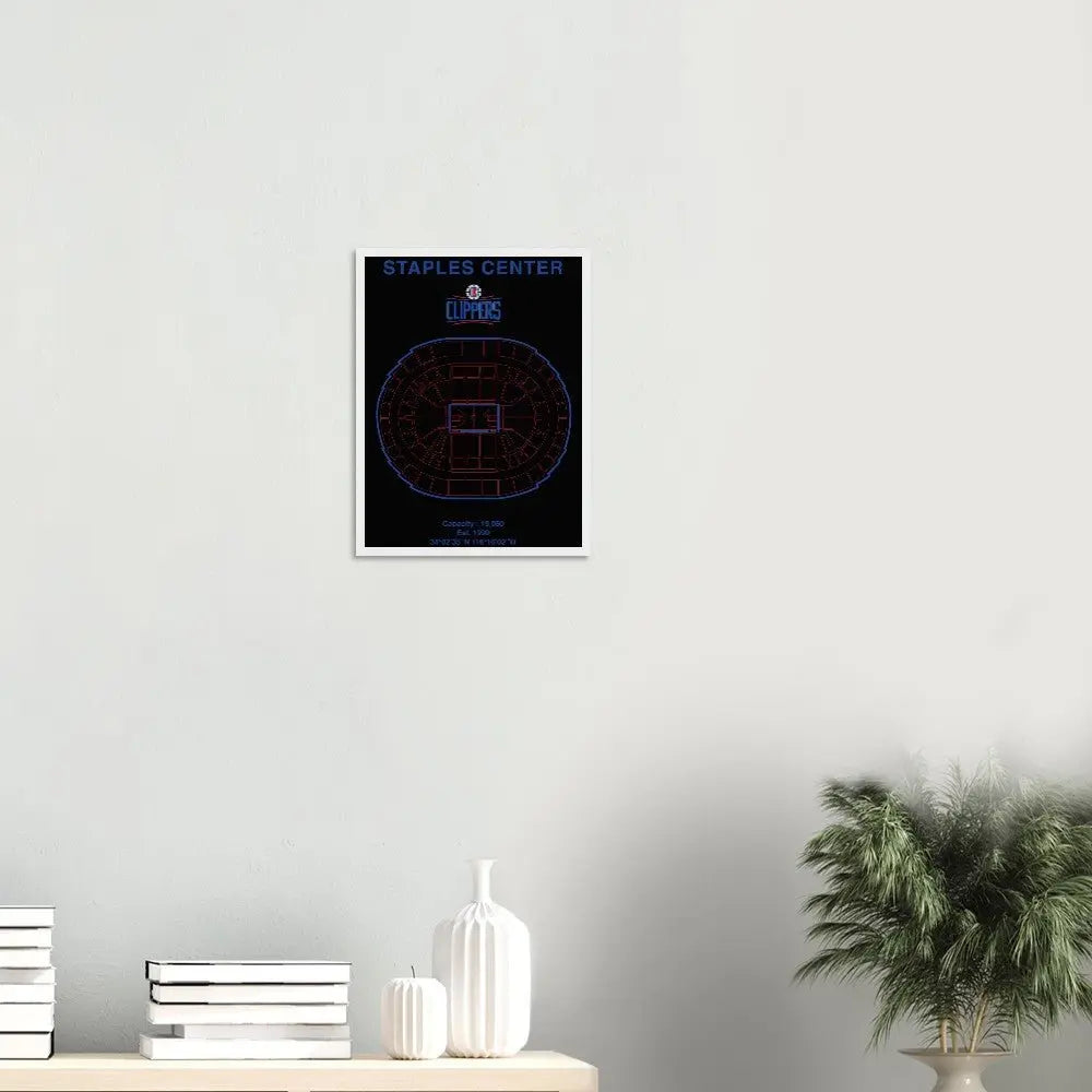 Los Angeles Clippers Poster, Staples Center Matte Paper Wooden Framed Poster, Ready - to - Hang NBA Wall Art - Hustle and Soul