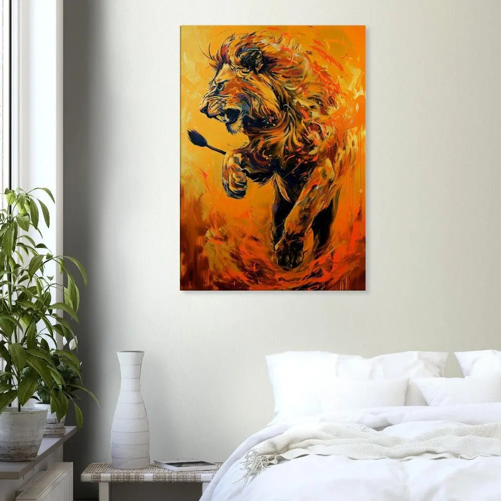 Majestic Lion Canvas Wall Art, Powerful Jungle Animal Artwork, Thick Frame Motivational Decor, Perfect Gift for Wildlife Lovers - Hustle and Soul