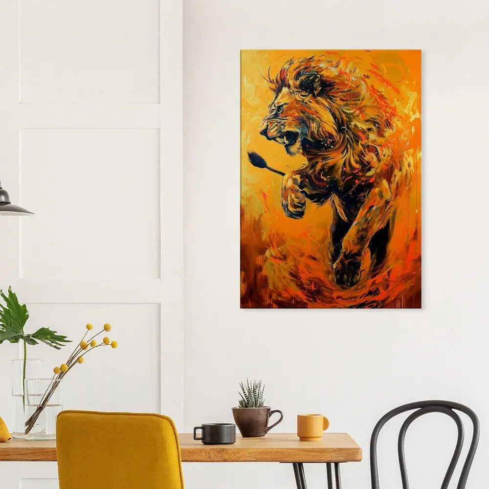 Majestic Lion Canvas Wall Art, Powerful Jungle Animal Artwork, Thick Frame Motivational Decor, Perfect Gift for Wildlife Lovers - Hustle and Soul