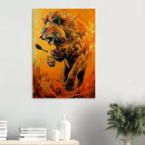 Majestic Lion Canvas Wall Art, Powerful Jungle Animal Artwork, Thick Frame Motivational Decor, Perfect Gift for Wildlife Lovers - Hustle and Soul