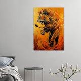 Majestic Lion Canvas Wall Art, Powerful Jungle Animal Artwork, Thick Frame Motivational Decor, Perfect Gift for Wildlife Lovers - Hustle and Soul