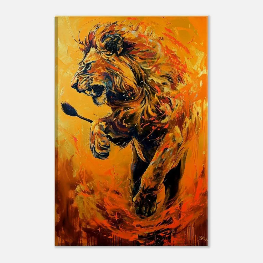 Majestic Lion Canvas Wall Art, Powerful Jungle Animal Artwork, Thick Frame Motivational Decor, Perfect Gift for Wildlife Lovers - Hustle and Soul