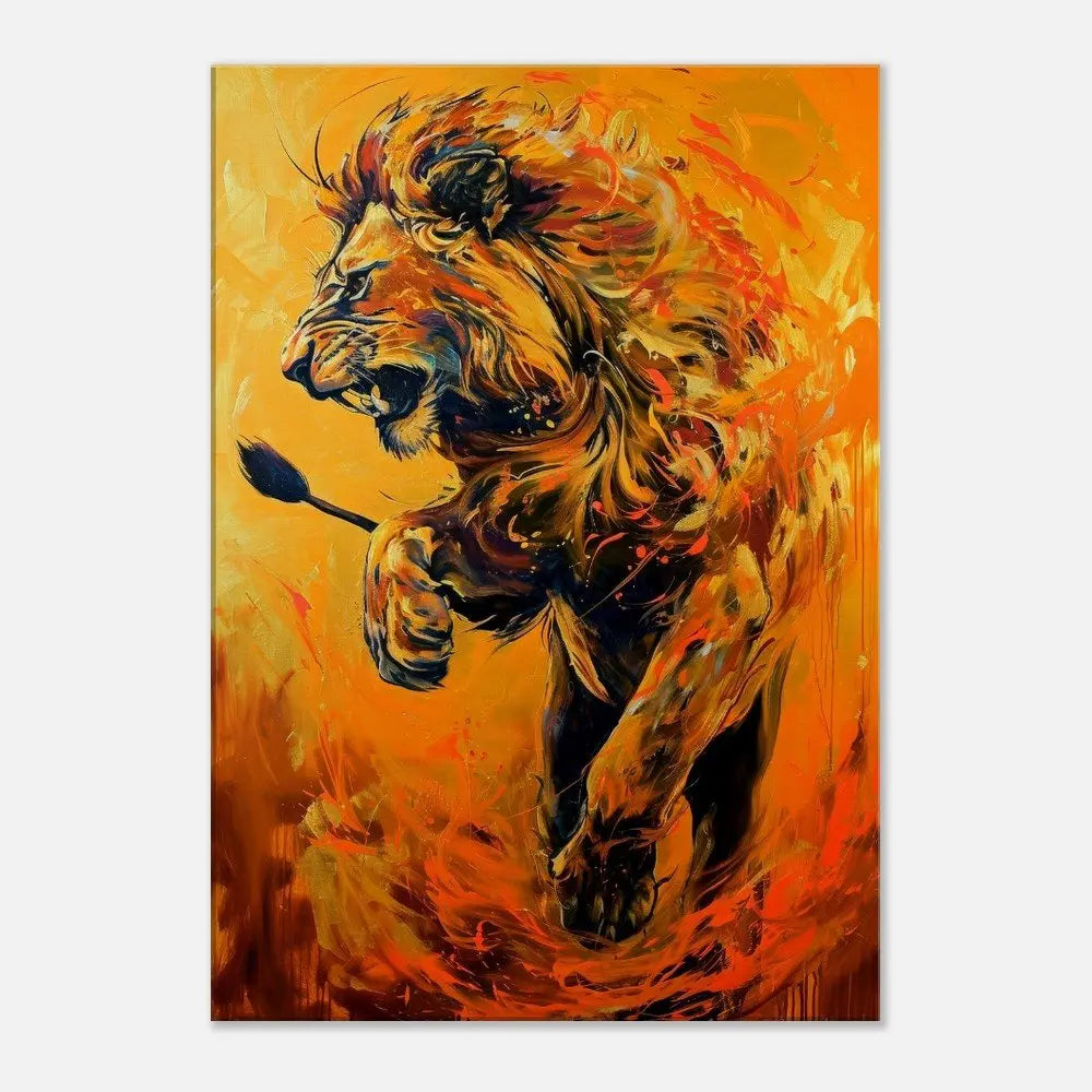 Majestic Lion Canvas Wall Art, Powerful Jungle Animal Artwork, Thick Frame Motivational Decor, Perfect Gift for Wildlife Lovers - Hustle and Soul