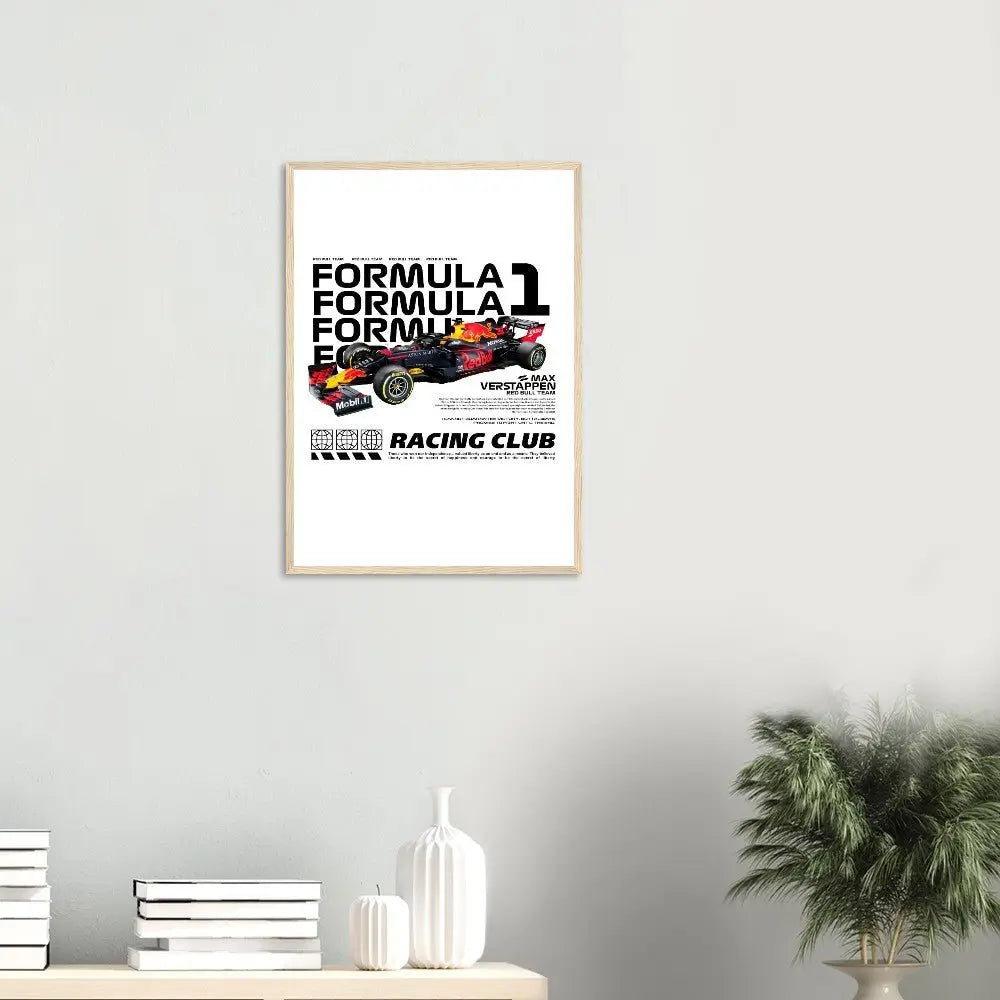 Max Verstappen’s Red Bull F1 Car Classic Matte Paper Wooden Framed Poster, Formula 1 Racing Wall Art - Hustle and Soul
