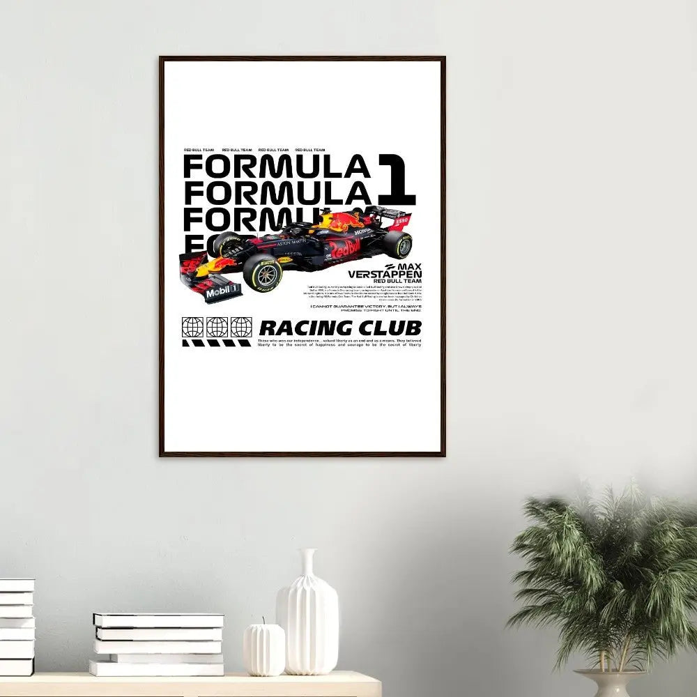 Max Verstappen’s Red Bull F1 Car Classic Matte Paper Wooden Framed Poster, Formula 1 Racing Wall Art - Hustle and Soul