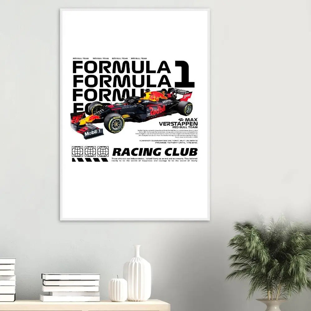 Max Verstappen’s Red Bull F1 Car Classic Matte Paper Wooden Framed Poster, Formula 1 Racing Wall Art - Hustle and Soul