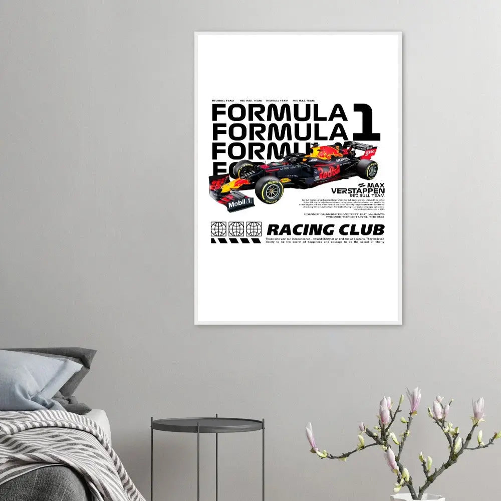 Max Verstappen’s Red Bull F1 Car Classic Matte Paper Wooden Framed Poster, Formula 1 Racing Wall Art - Hustle and Soul