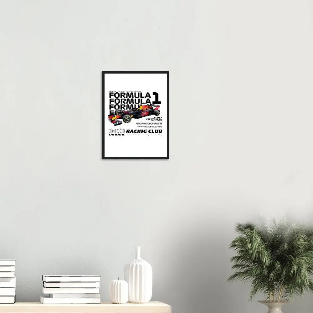 Max Verstappen’s Red Bull F1 Car Classic Matte Paper Wooden Framed Poster, Formula 1 Racing Wall Art - Hustle and Soul