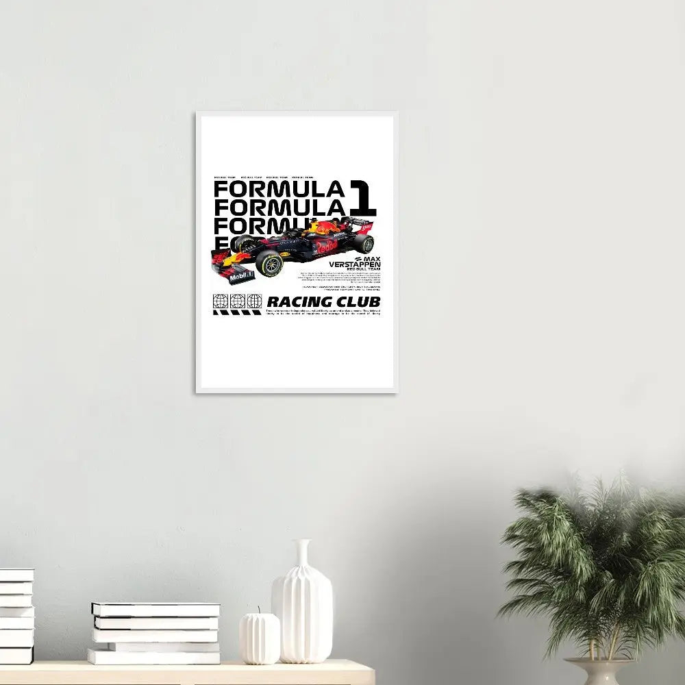 Max Verstappen’s Red Bull F1 Car Classic Matte Paper Wooden Framed Poster, Formula 1 Racing Wall Art - Hustle and Soul