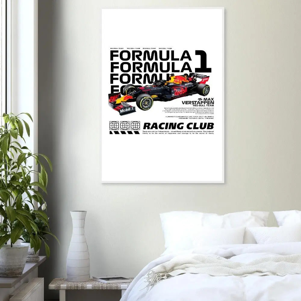 Max Verstappen’s Red Bull F1 Car Classic Matte Paper Wooden Framed Poster, Formula 1 Racing Wall Art - Hustle and Soul