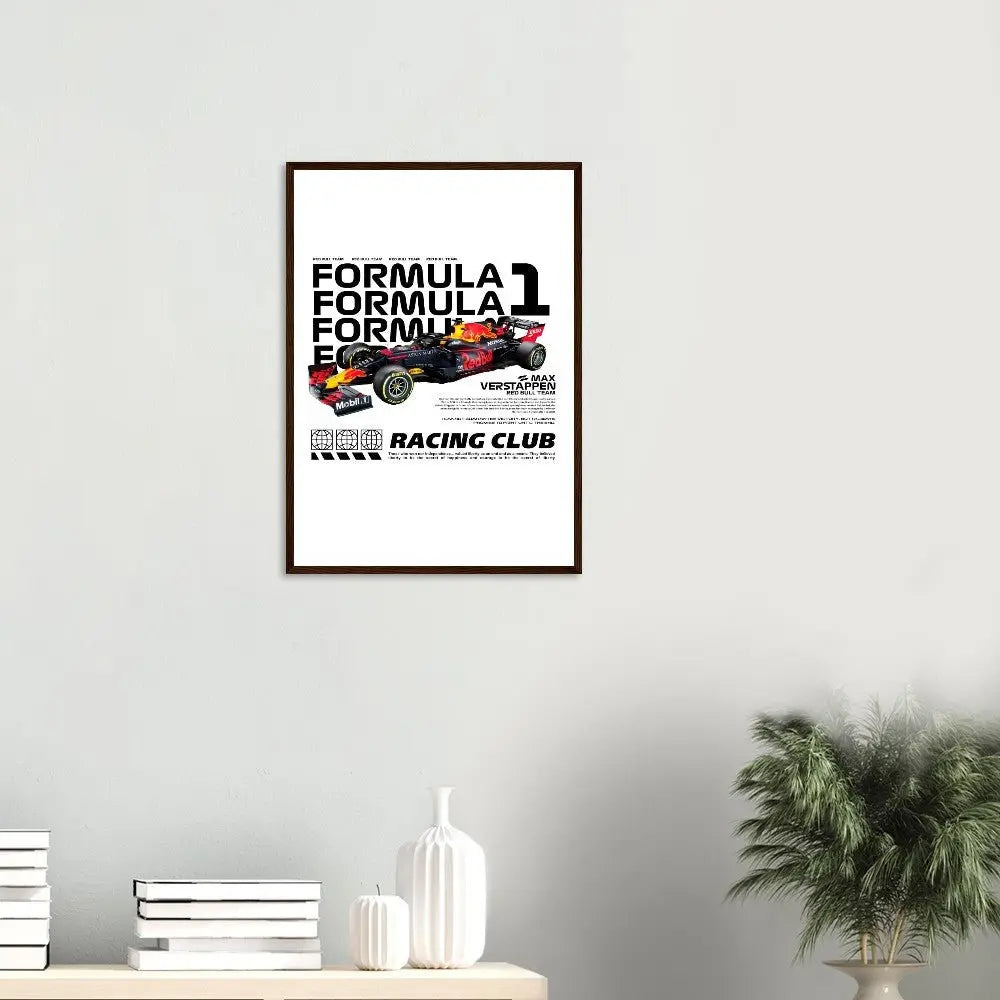 Max Verstappen’s Red Bull F1 Car Classic Matte Paper Wooden Framed Poster, Formula 1 Racing Wall Art - Hustle and Soul