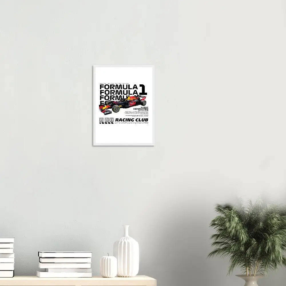 Max Verstappen’s Red Bull F1 Car Classic Matte Paper Wooden Framed Poster, Formula 1 Racing Wall Art - Hustle and Soul