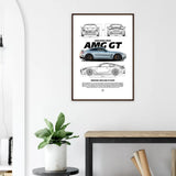 Mercedes AMG GT Classic Matte Paper Wooden Framed Poster, Luxury Car Wall Art, Ready - to - Hang Automotive Decor - Hustle and Soul