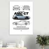 Mercedes AMG GT Classic Matte Paper Wooden Framed Poster, Luxury Car Wall Art, Ready - to - Hang Automotive Decor - Hustle and Soul