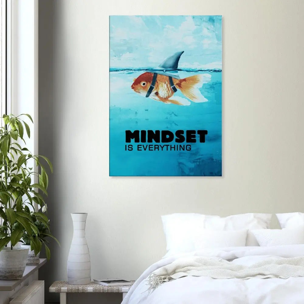 Mindset Is Everything Motivational Canvas Wall Art, Inspirational Quote Decor, Modern Home or Office Wall Art - Hustle and Soul