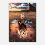 Mindset Motivational Canvas Wall Art, Inspirational Quote Decor, Lion Reflection Artwork - Hustle and Soul