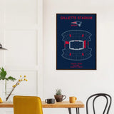 New England Patriots Poster, Gillette Stadium Matte Paper Wooden Framed Poster, Ready - to - Hang NFL Wall Art - Hustle and Soul