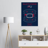 New England Patriots Poster, Gillette Stadium Matte Paper Wooden Framed Poster, Ready - to - Hang NFL Wall Art - Hustle and Soul