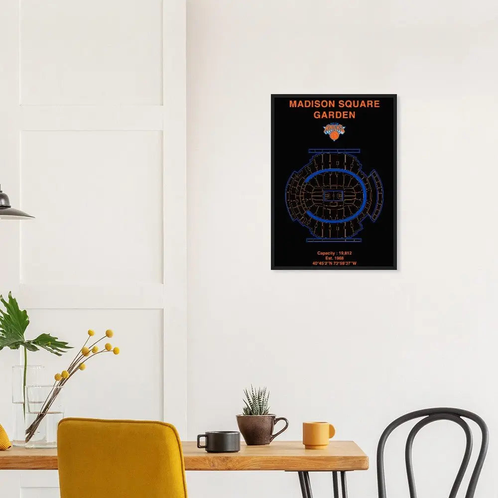 New York Knicks Poster, Madison Square Garden Matte Paper Wooden Framed Poster, Ready - to - Hang NBA Wall Art - Hustle and Soul