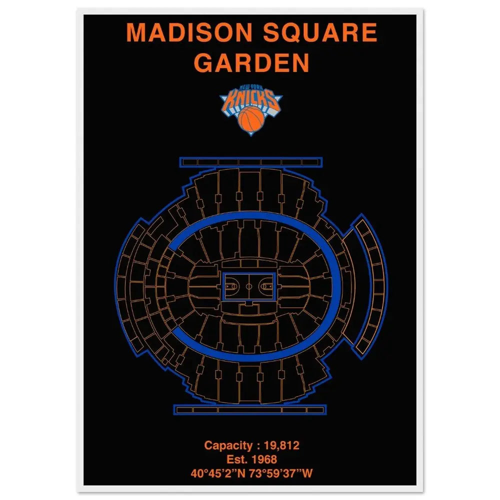 New York Knicks Poster, Madison Square Garden Matte Paper Wooden Framed Poster, Ready - to - Hang NBA Wall Art - Hustle and Soul