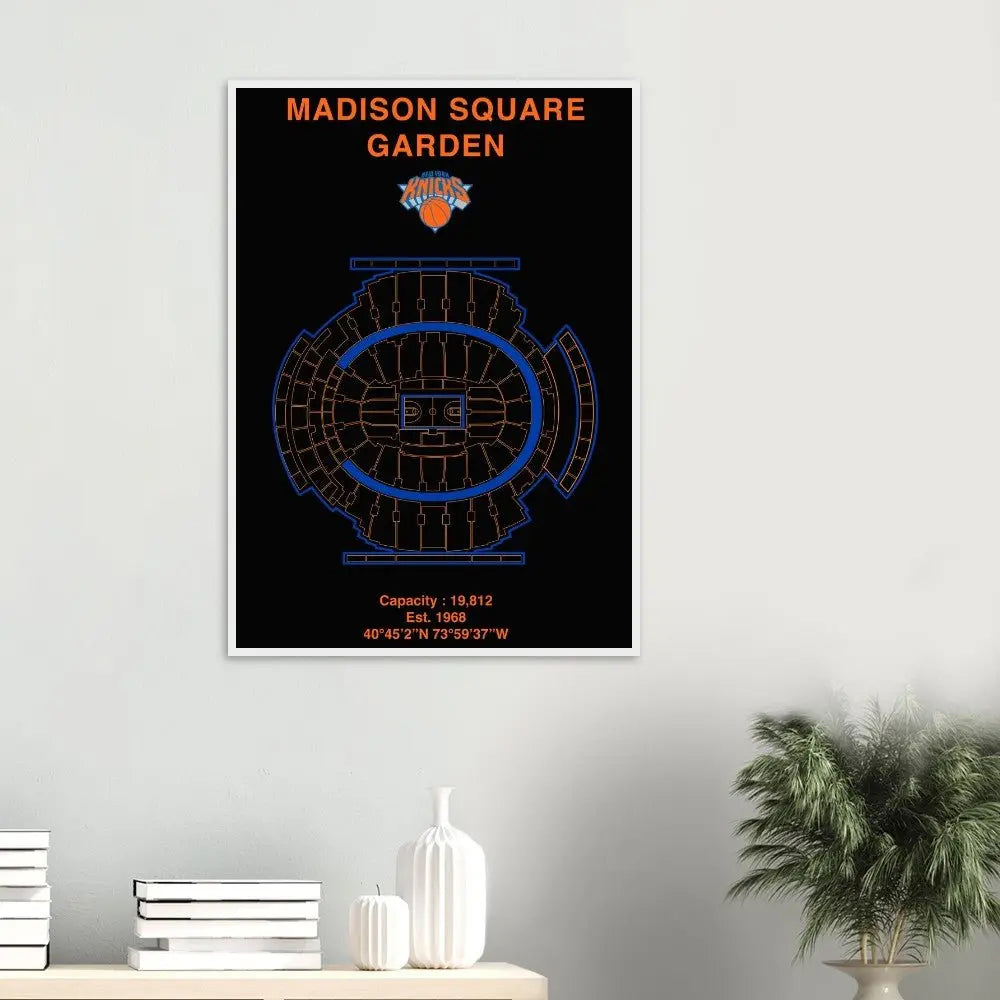 New York Knicks Poster, Madison Square Garden Matte Paper Wooden Framed Poster, Ready - to - Hang NBA Wall Art - Hustle and Soul