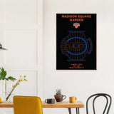 New York Knicks Poster, Madison Square Garden Matte Paper Wooden Framed Poster, Ready - to - Hang NBA Wall Art - Hustle and Soul