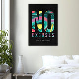 No Excuses, Only Results Motivational Canvas Wall Art, Inspirational Quote Decor, Thick Frame Artwork for Home or Office - Hustle and Soul