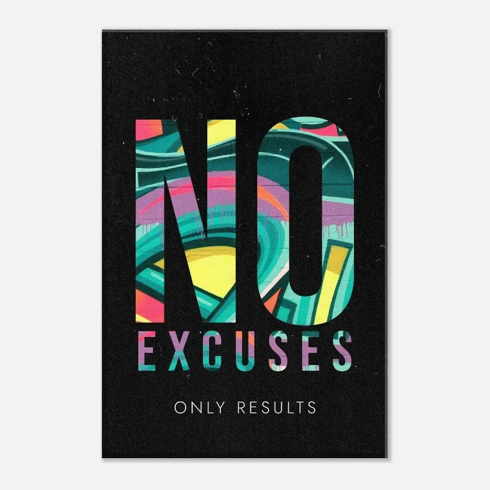 No Excuses, Only Results Motivational Canvas Wall Art, Inspirational Quote Decor, Thick Frame Artwork for Home or Office - Hustle and Soul