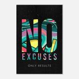No Excuses, Only Results Motivational Canvas Wall Art, Inspirational Quote Decor, Thick Frame Artwork for Home or Office - Hustle and Soul
