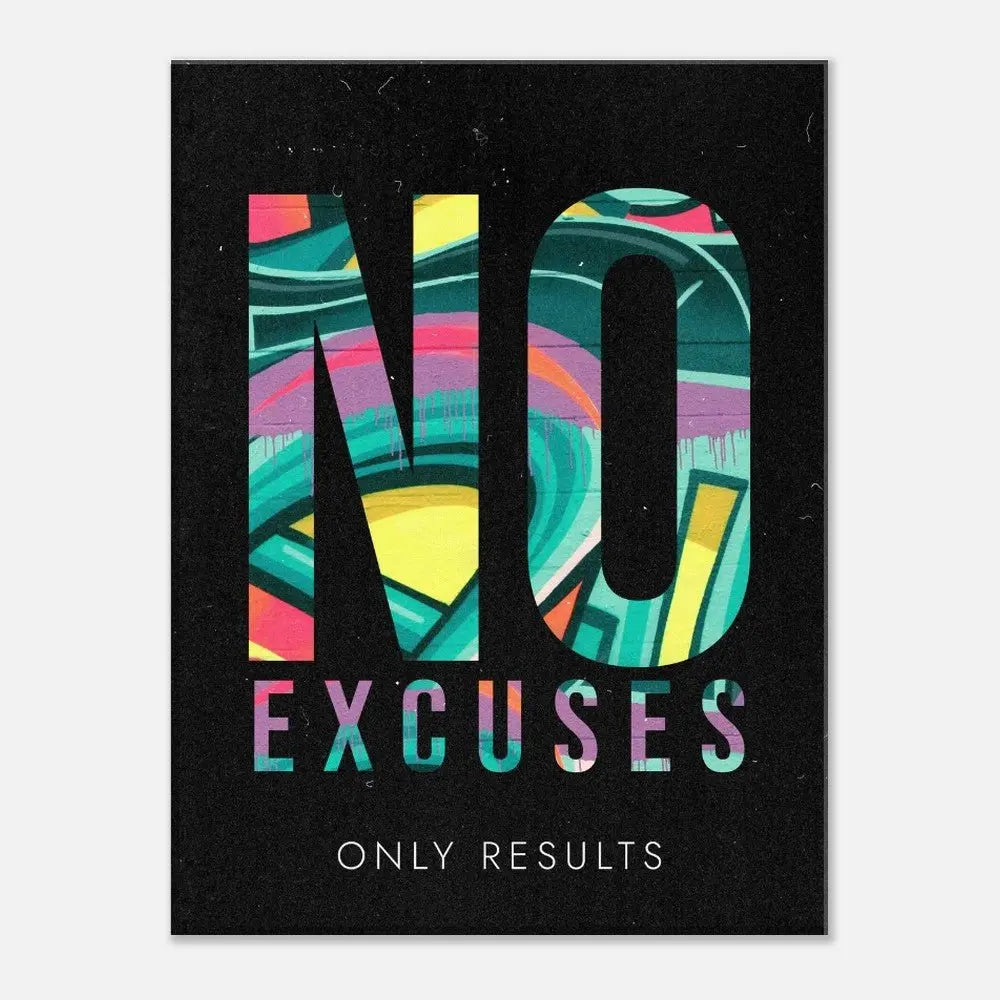 No Excuses, Only Results Motivational Canvas Wall Art, Inspirational Quote Decor, Thick Frame Artwork for Home or Office - Hustle and Soul