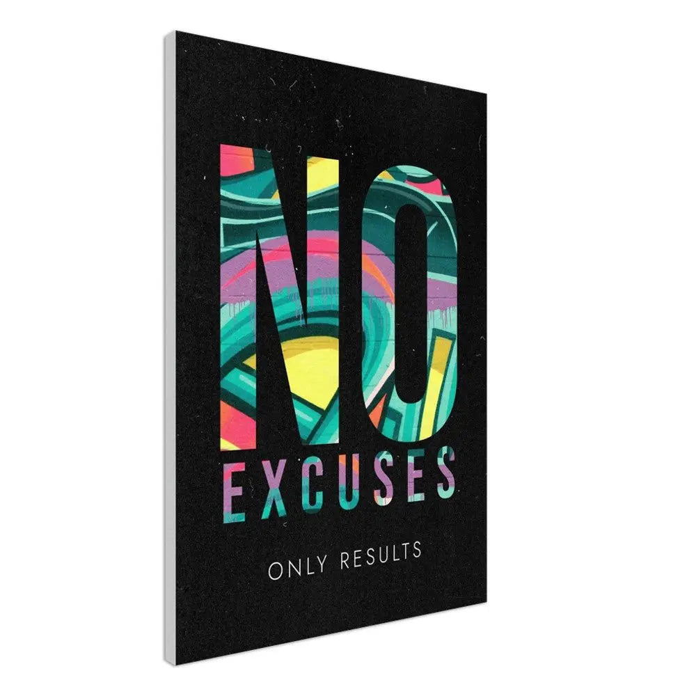 No Excuses, Only Results Motivational Canvas Wall Art, Inspirational Quote Decor, Thick Frame Artwork for Home or Office - Hustle and Soul