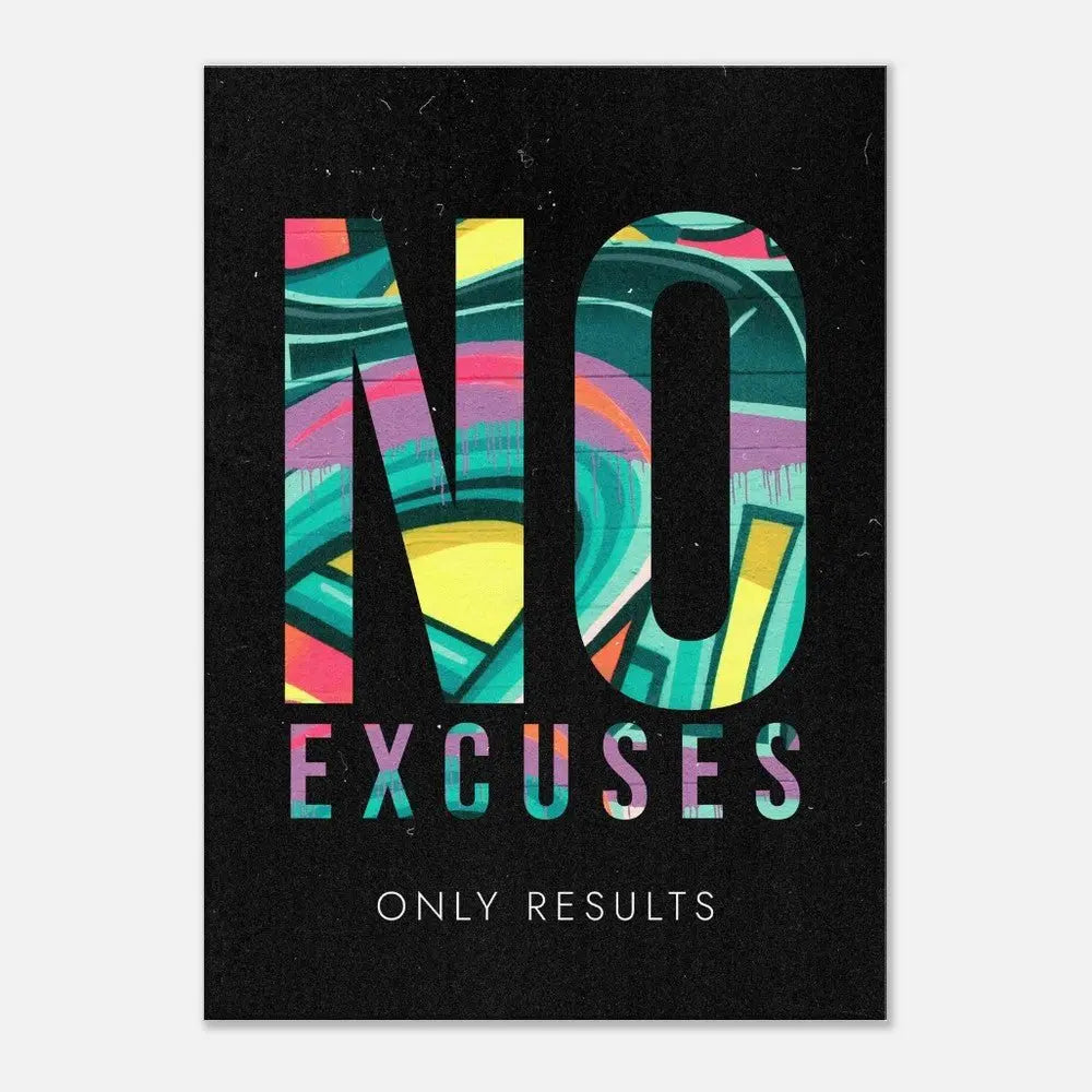 No Excuses, Only Results Motivational Canvas Wall Art, Inspirational Quote Decor, Thick Frame Artwork for Home or Office - Hustle and Soul