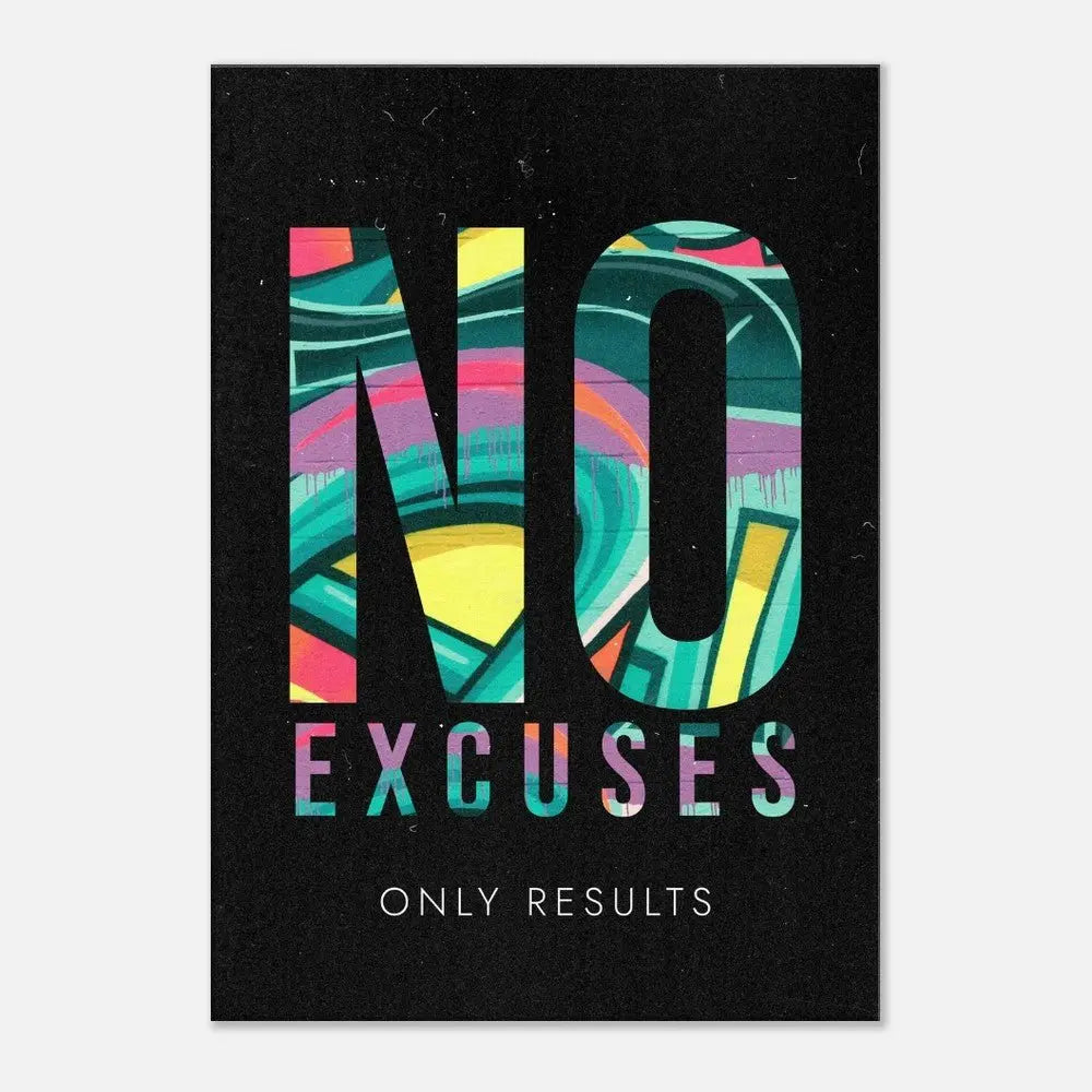 No Excuses, Only Results Motivational Canvas Wall Art, Inspirational Quote Decor, Thick Frame Artwork for Home or Office - Hustle and Soul