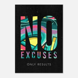 No Excuses, Only Results Motivational Canvas Wall Art, Inspirational Quote Decor, Thick Frame Artwork for Home or Office - Hustle and Soul