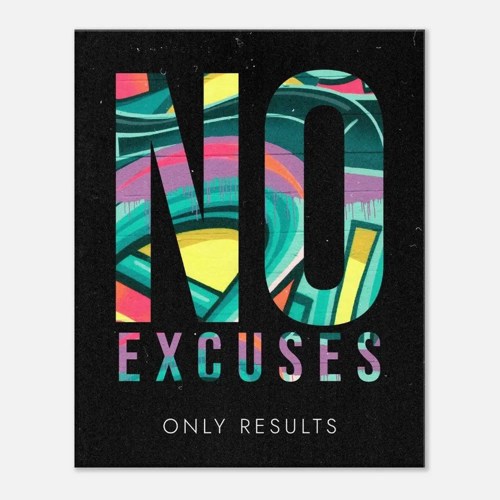 No Excuses, Only Results Motivational Canvas Wall Art, Inspirational Quote Decor, Thick Frame Artwork for Home or Office - Hustle and Soul