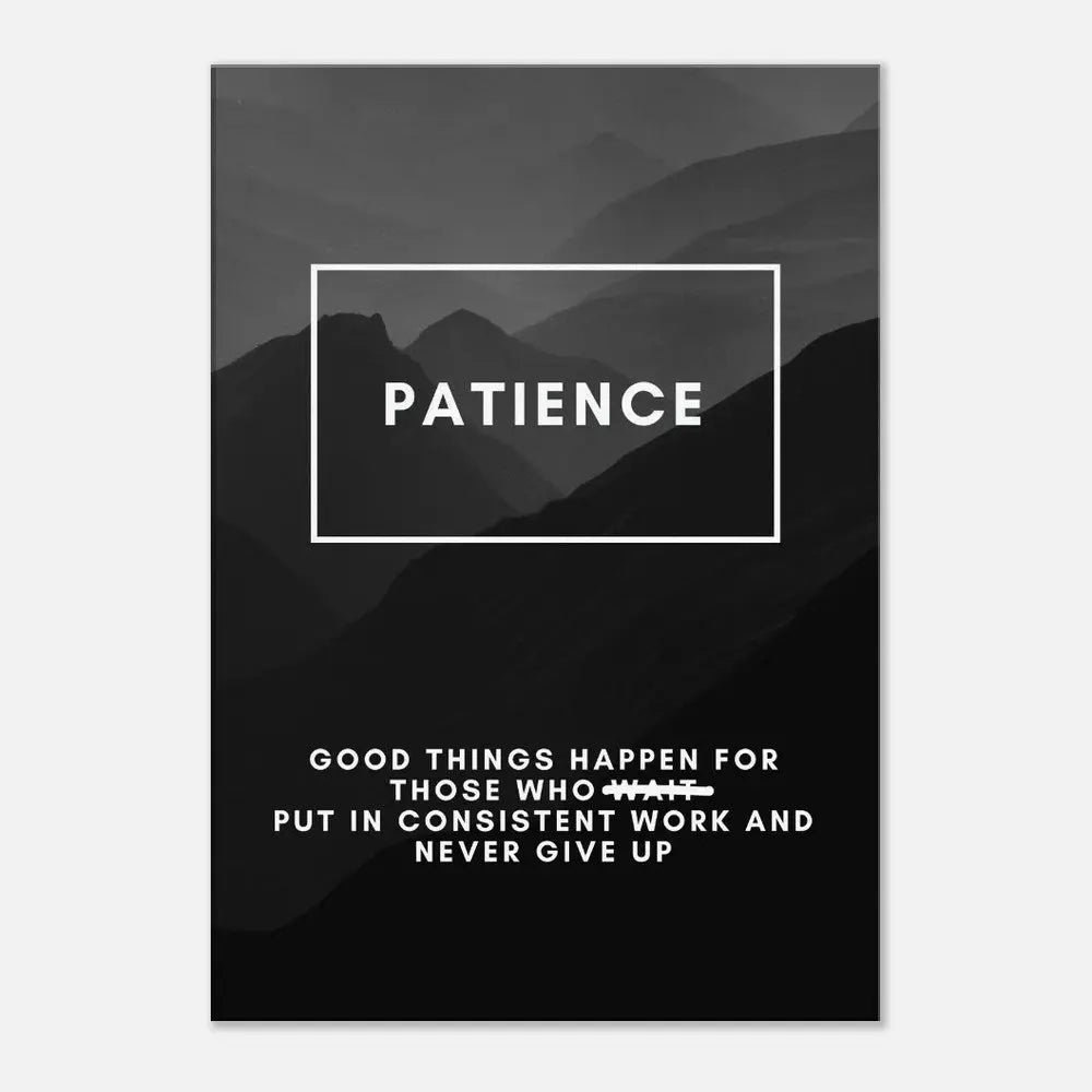 Patience Motivational Canvas Wall Art, Inspirational Quote Decor, Definition Art Print - Hustle and Soul