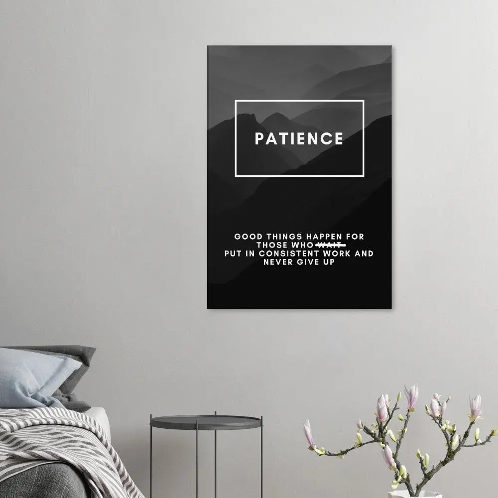 Patience Motivational Canvas Wall Art, Inspirational Quote Decor, Definition Art Print - Hustle and Soul