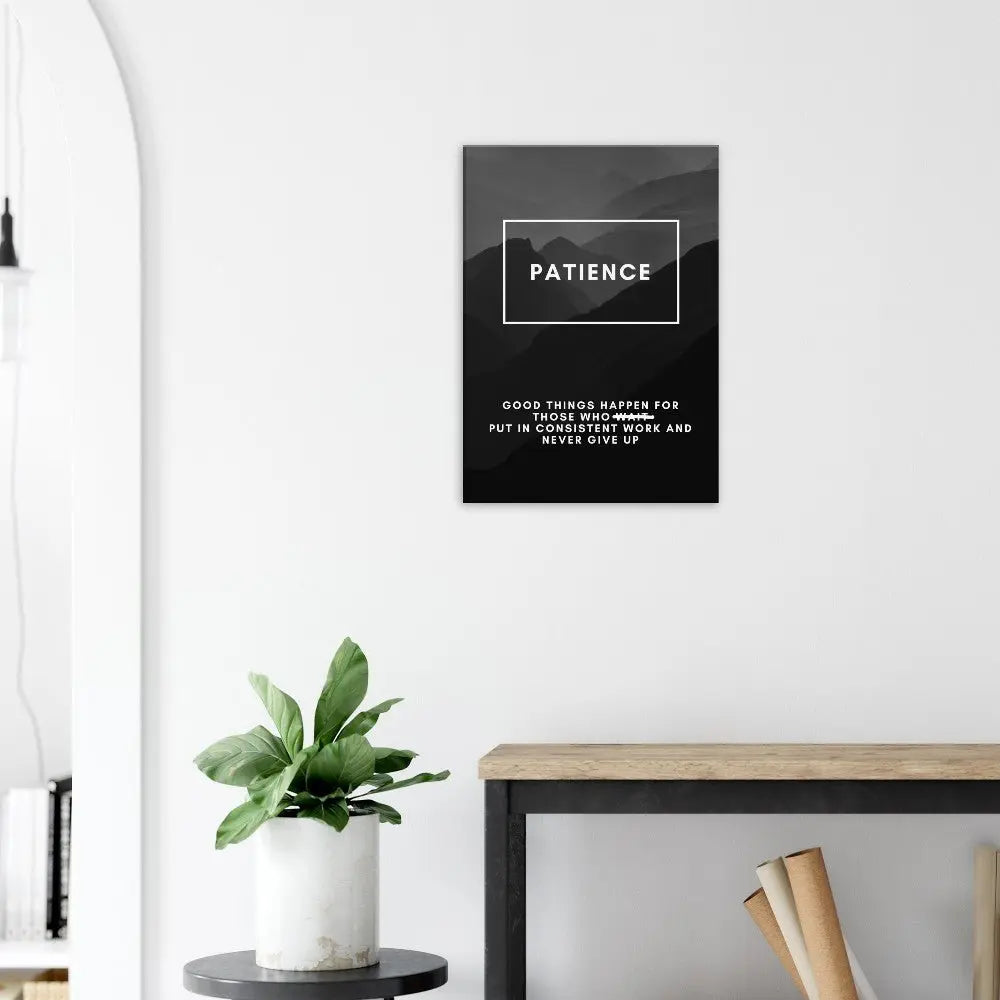Patience Motivational Canvas Wall Art, Inspirational Quote Decor, Definition Art Print - Hustle and Soul