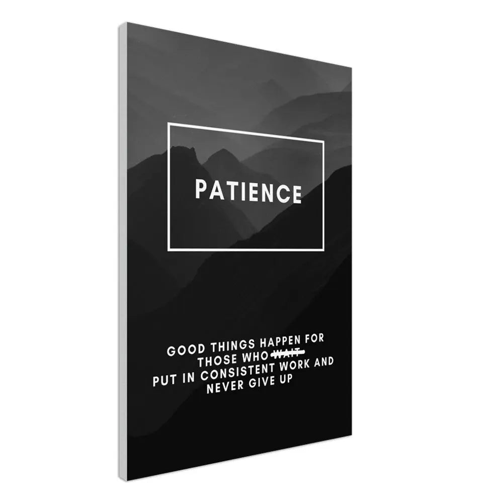 Patience Motivational Canvas Wall Art, Inspirational Quote Decor, Definition Art Print - Hustle and Soul