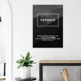 Patience Motivational Canvas Wall Art, Inspirational Quote Decor, Definition Art Print - Hustle and Soul