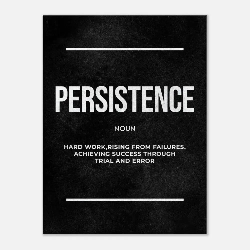 Persistence Motivational Canvas Wall Art, Inspirational Quote Decor, Thick Frame Modern Artwork for Home or Office - Hustle and Soul