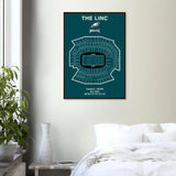 Philadelphia Eagles The Linc NFL Field Matte Paper Wooden Framed Poster, Ready - to - Hang Sports Wall Art - Hustle and Soul