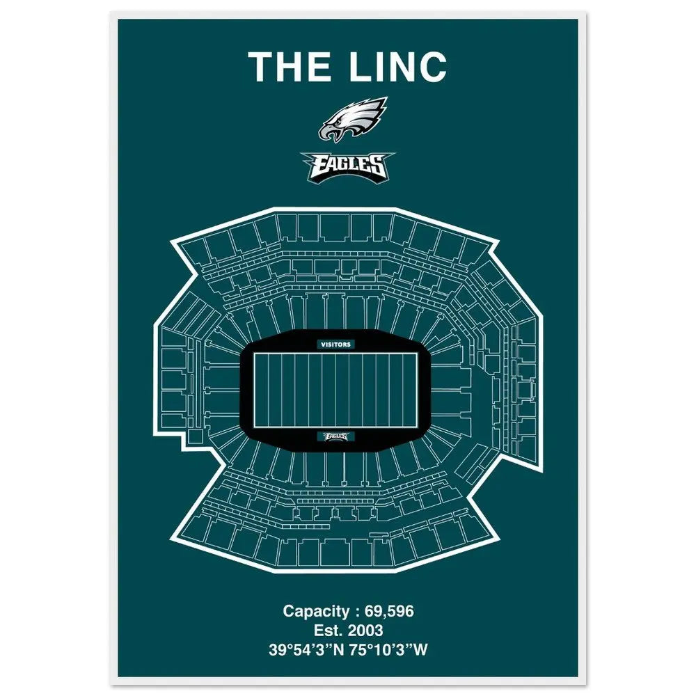 Philadelphia Eagles The Linc NFL Field Matte Paper Wooden Framed Poster, Ready - to - Hang Sports Wall Art - Hustle and Soul