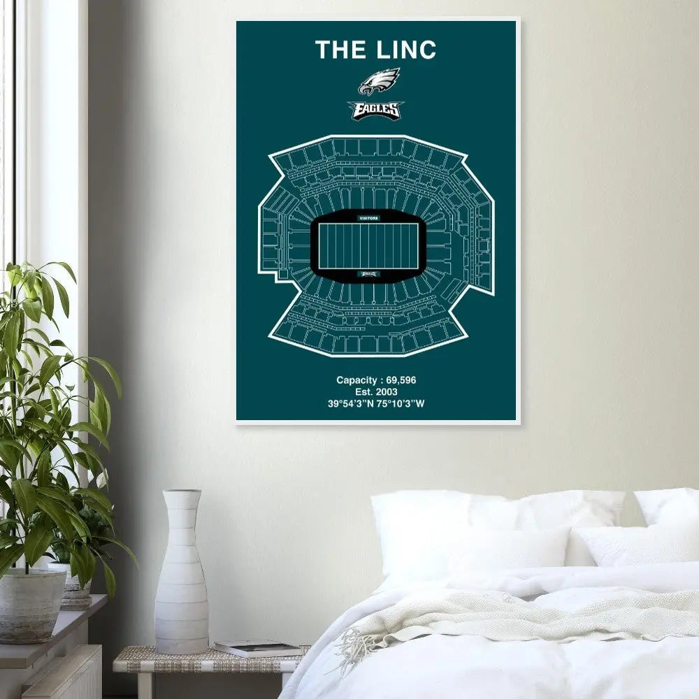 Philadelphia Eagles The Linc NFL Field Matte Paper Wooden Framed Poster, Ready - to - Hang Sports Wall Art - Hustle and Soul