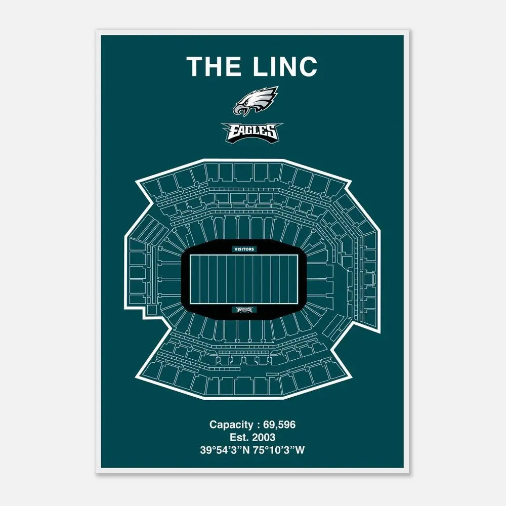 Philadelphia Eagles The Linc NFL Field Matte Paper Wooden Framed Poster, Ready - to - Hang Sports Wall Art - Hustle and Soul