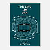 Philadelphia Eagles The Linc NFL Field Matte Paper Wooden Framed Poster, Ready - to - Hang Sports Wall Art - Hustle and Soul