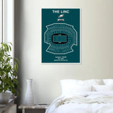 Philadelphia Eagles The Linc NFL Field Matte Paper Wooden Framed Poster, Ready - to - Hang Sports Wall Art - Hustle and Soul