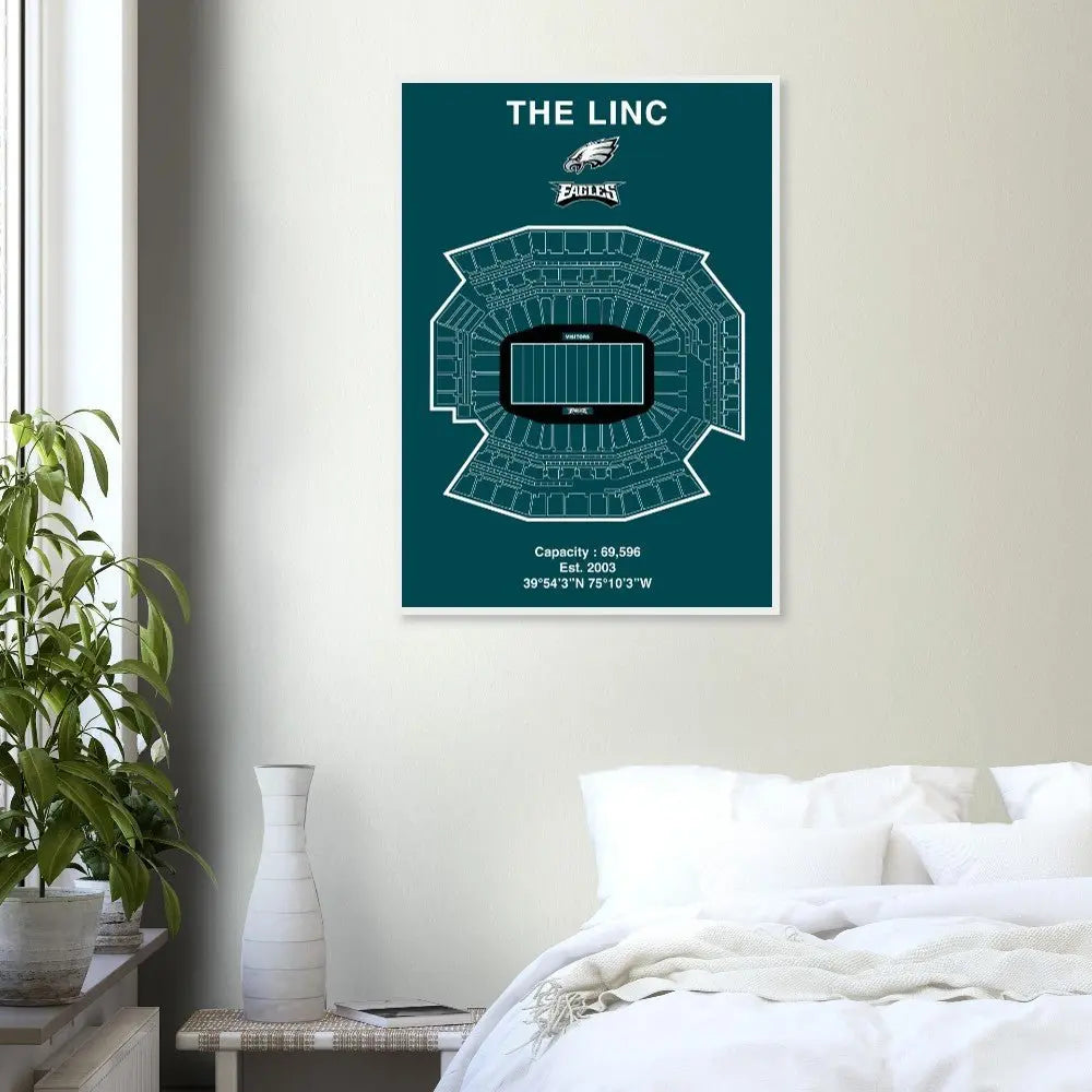Philadelphia Eagles The Linc NFL Field Matte Paper Wooden Framed Poster, Ready - to - Hang Sports Wall Art - Hustle and Soul