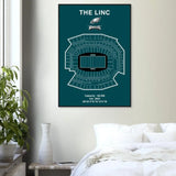 Philadelphia Eagles The Linc NFL Field Matte Paper Wooden Framed Poster, Ready - to - Hang Sports Wall Art - Hustle and Soul